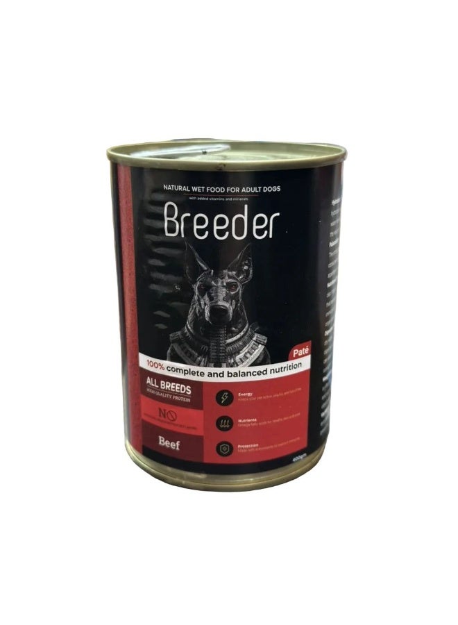 Breeder pate wet food with beef for dog 400g